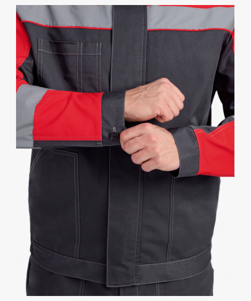 Костюм Бриготек-2 СОП (тк. Смесовая, 260) полукомбинезон, т.серый/красный