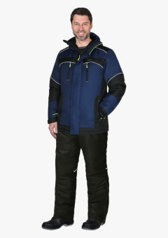 Куртка мужская зимняя СИРИУС-АРКТИКА, тёмно-синяя с черным