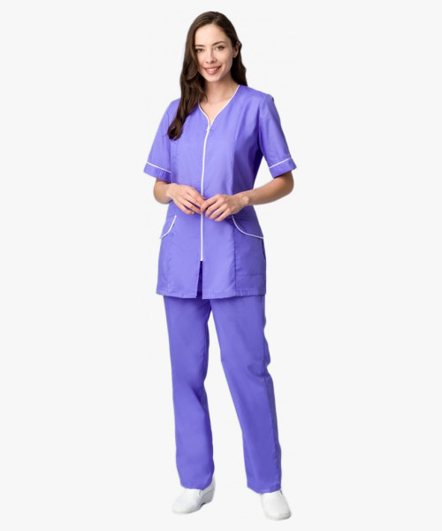 Женский костюм Вера (ткань ТиСи), сиреневый/белый