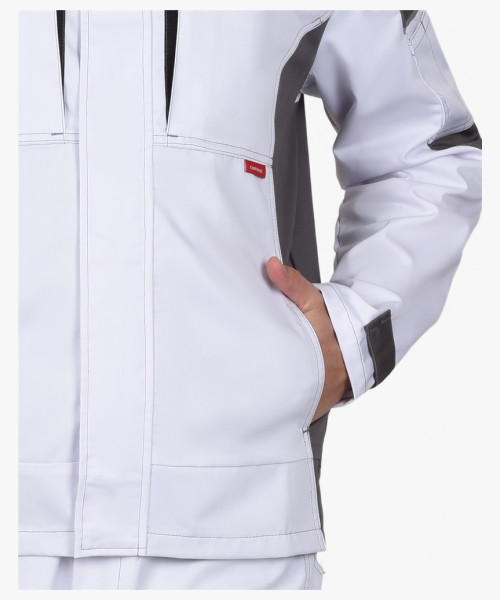 Костюм СИРИУС-ЦИТРИН куртка, брюки белый со средне-серым