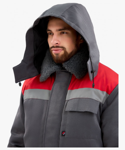 Костюм зимний Факел-Труженик-Ультра-1 СОП (тк.Смесовая,210) брюки, т.серый/красный