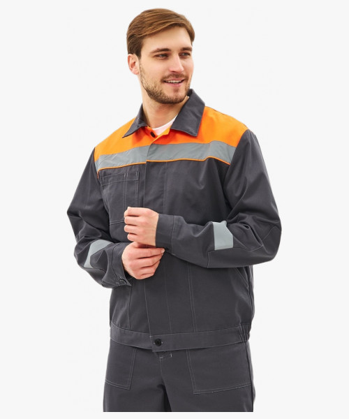 Костюм Липецк-2 СОП CH (тк.Смесовая,280) п/к, т.серый/оранжевый