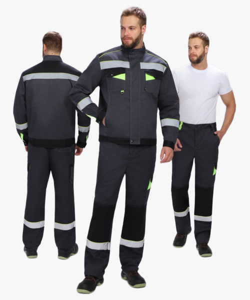 Костюм Ховард-1 (тк.Смесовая,240) брюки, т.серый/черный/лимонный