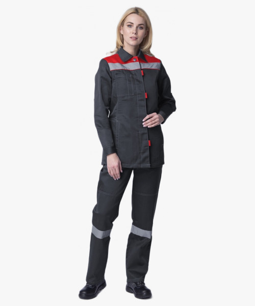 Костюм женский Весна-2 СОП NEW (тк.Смесовая,210) п/к, т.серый/красный