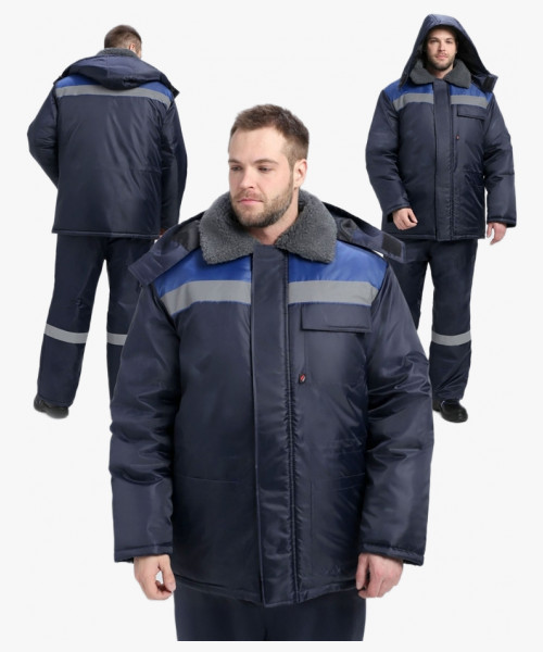 Куртка зимняя для бригадира NEW (тк.Оксфорд), т.синий/васильковый