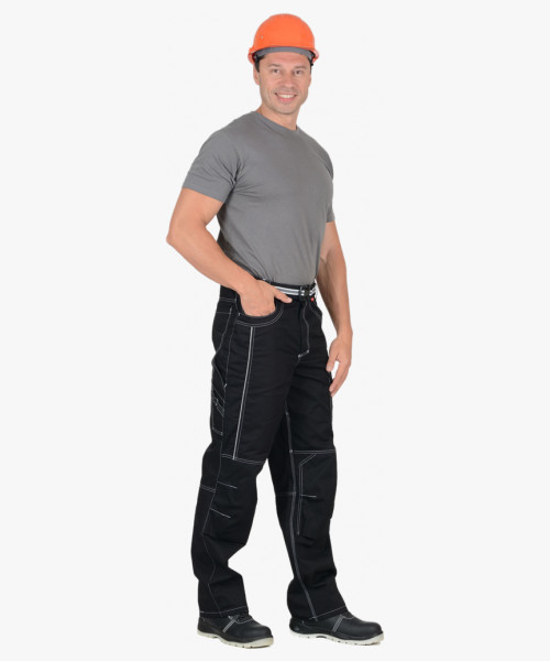 Брюки СИРИУС-ПРЕСТИЖ мужские летние черные, кант СВМ