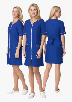 Халат женский Стелла (тк.ТиСи), васильковый/белый