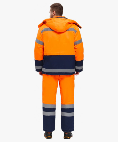 Костюм зимний для дорожника Ультра (тк.Смесовая,210) п/к, оранжевый/т.синий