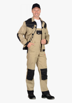 Костюм летний СИРИУС-ВЕСТ-ВОРК куртка кор., п/к бежевый с черным пл. 275 г/кв.м
