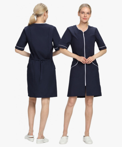 Халат женский Стелла (тк.ТиСи), т.синий/белый