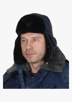 Шапка-ушанка СИРИУС-ЕВРО плюс т.синяя (тк. Оксфорд)