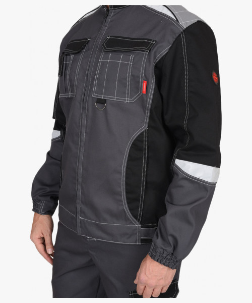 Куртка СИРИУС-ФАВОРИТ-МЕГА темно-серая с черным