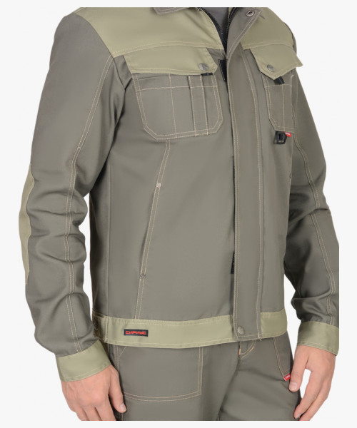 Костюм СИРИУС-ВЕСТ-ВОРК куртка кор., п/к т.оливковый со св.оливковым пл. 275 г/кв.м