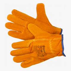 Driver Lux Перчатки из спилка оранжевого цвета, прошиты огнеупорной нитью