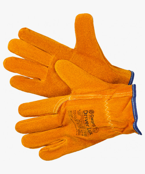 Driver Lux Перчатки из спилка оранжевого цвета, прошиты огнеупорной нитью