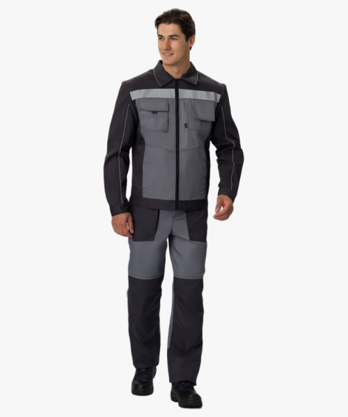 Костюм Лидер (тк.Балтекс,210) п/к, т.серый/св.серый