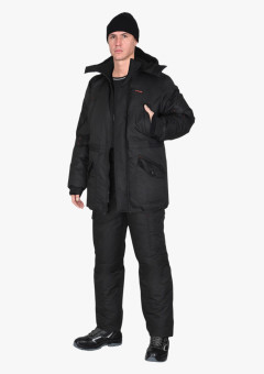 Костюм мужской зимний СИРИУС-ГОРКА, куртка, брюки, чёрный