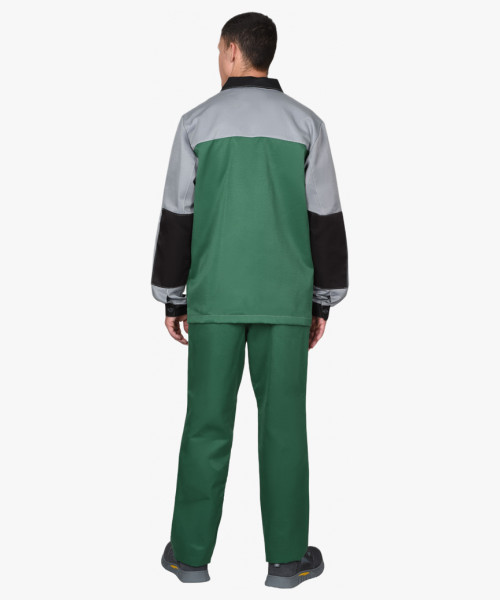 Костюм СИРИУС-АСПЕКТ куртка длин., брюки зеленый со светло-серым и черной отделкой