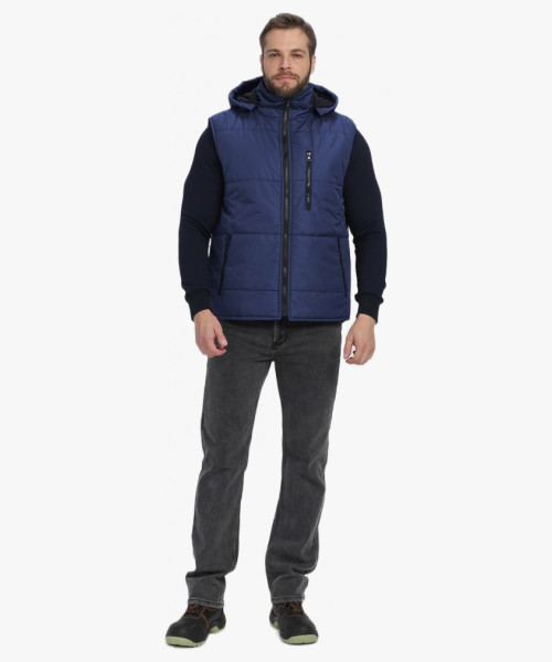 Жилет утепленный с капюшоном Респект (тк.Таслан), т.синий