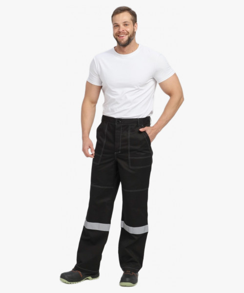 Костюм Виват-1 Премиум CH МВО (тк.Смесовая,240) брюки, черный/оранжевый