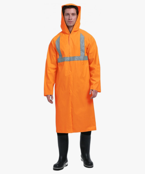 Плащ влагозащитный сигнальный ProfLineBase СОП (ПВХ,180), оранжевый