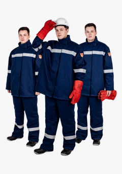 Костюм сварщика зимний Гефест-СОП 2 кл.защиты (тк.Хлопок-ОП,420) брюки, т.синий