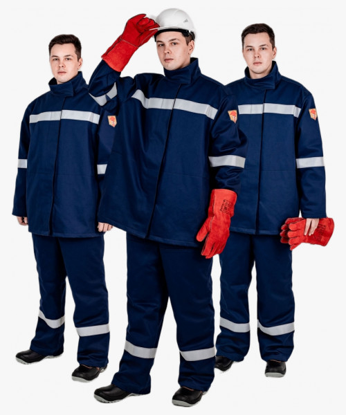 Костюм сварщика зимний Гефест-СОП 2 кл.защиты (тк.Хлопок-ОП,420) брюки, т.синий