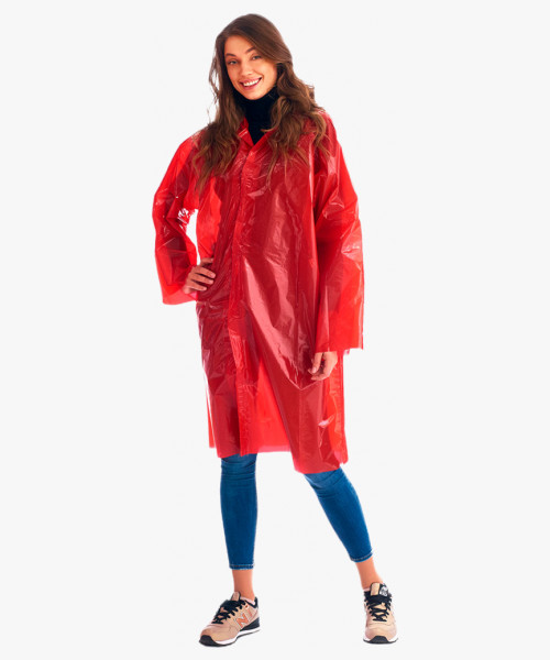 Плащ-дождевик СИРИУС-ЛЮКС на липучке ПВД 80 мкр. пропаянные швы, красный