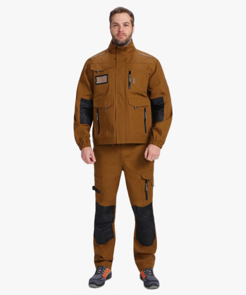 Костюм мужской летний ProfLineSpecialist-2 (тк.РипСтоп,240) полукомбинезон, коричневый/черный