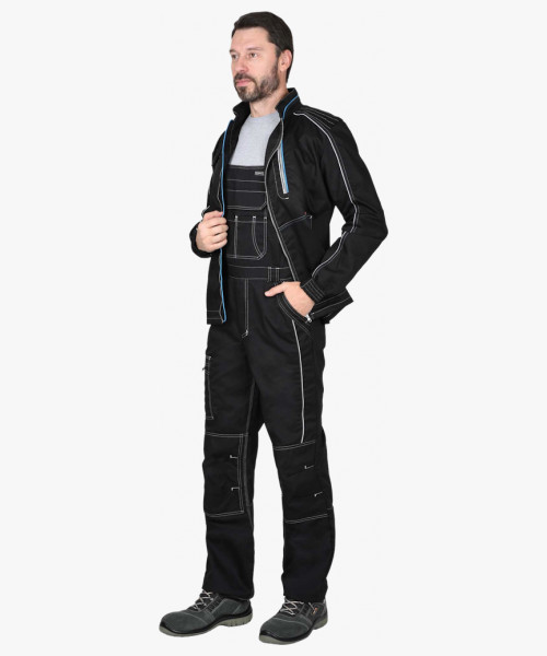 Костюм мужской СИРИУС-АЛЕКС куртка, полукомбинезон, чёрный
