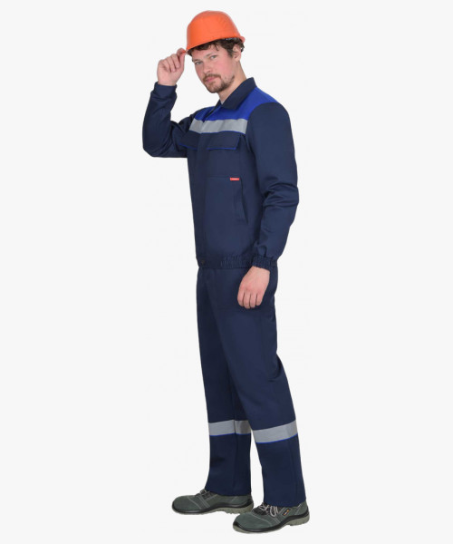 Костюм СИРИУС-МАСТЕР-РОСС куртка кор., п/к, тёмно-синий с васильковым и СОП