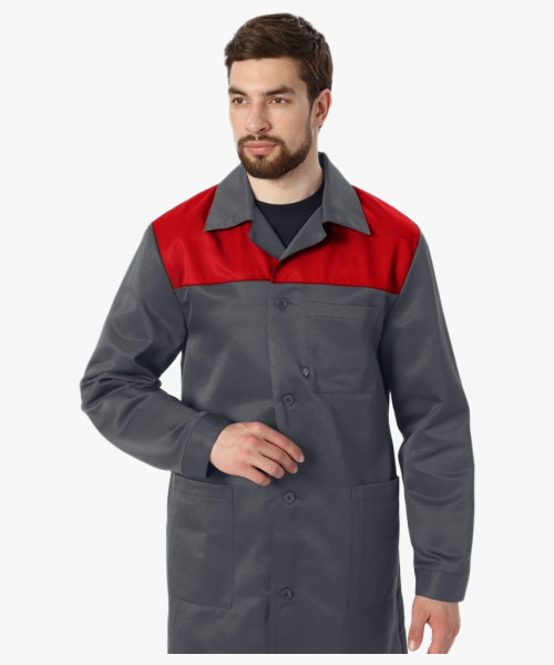 Халат Лигор (тк.Смесовая,210), т.серый/красный