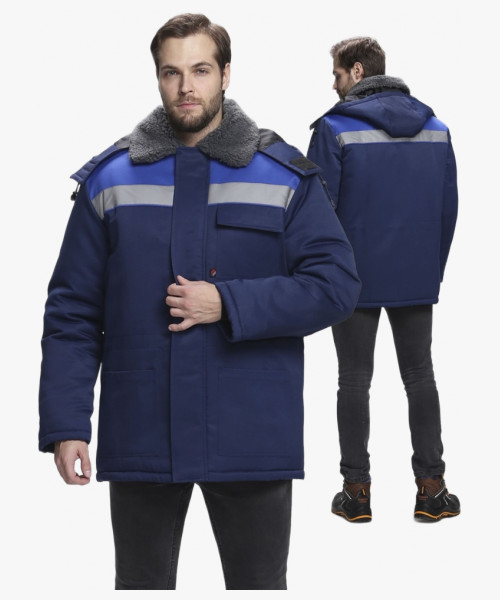 Куртка зимняя для бригадира NEW (тк.Смесовая,210), т.синий/васильковый
