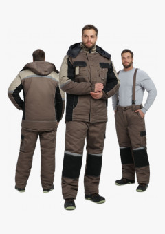 Костюм зимний Мега IMP (тк.Смесовая,240) брюки, коричневый/черный/бежевый