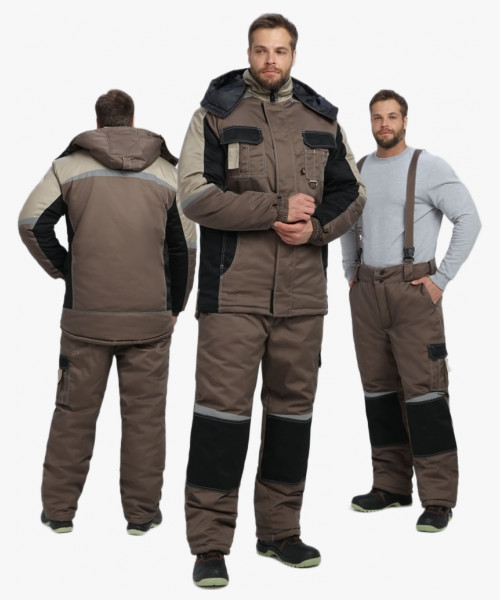 Костюм зимний Мега IMP (тк.Смесовая,240) брюки, коричневый/черный/бежевый