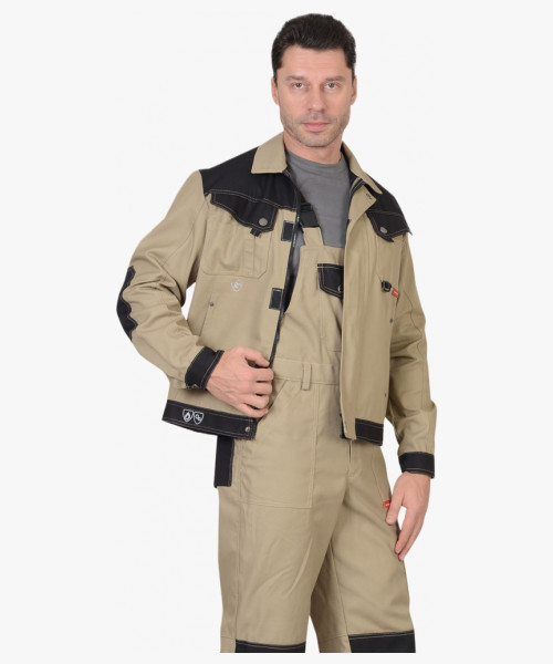 Куртка СИРИУС-ВЕСТ-ВОРК бежевый с черным пл. 275 г/кв.м