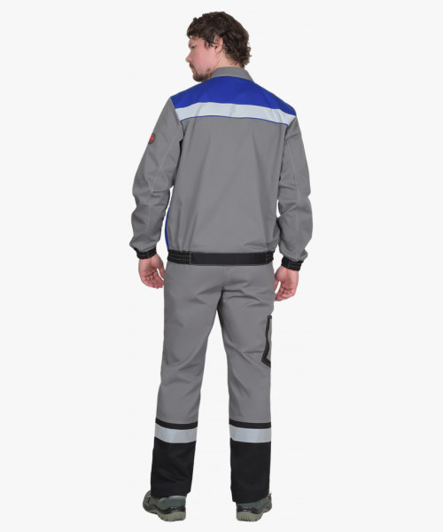 Костюм СИРИУС-МАСТЕР куртка короткая, п/к, средне-серый с васильком с СОП