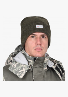 Шапка трикотажная темно-зеленая СИРИУС Юка с утеплителем Тинсулейт (х12х120)