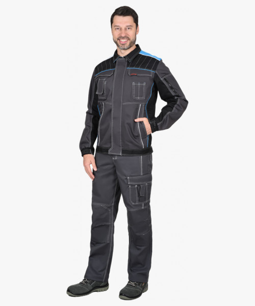 Костюм мужской летний СИРИУС-ПРЕСТИЖ куртка, брюки, серый, голубой