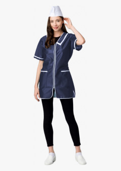 Халат женский на молнии короткий рукав (тк.Нейлон), синий