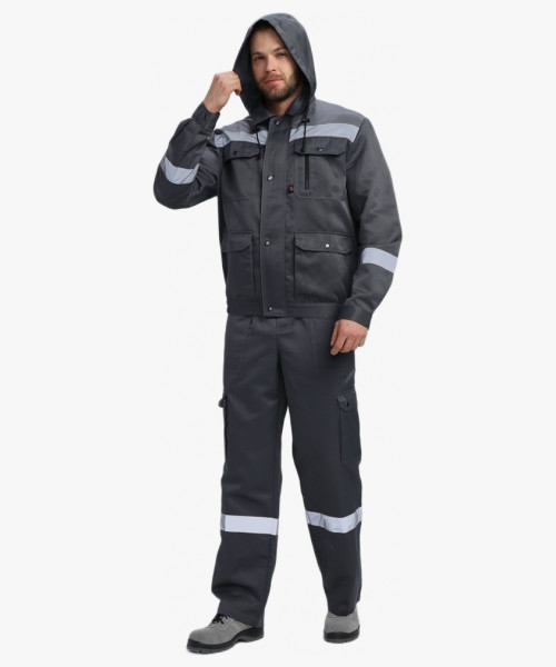 Костюм Нейч-2 СОП с капюшоном К. (тк.Смесовая,210) п/к, т.серый/св.серый