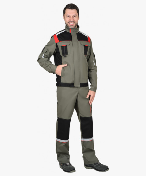 Куртка СИРИУС-СТАН оливковая с черным и красным