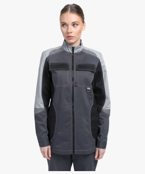 Костюм женский Вектрон-1 (тк.Смесовая,240) брюки, т.серый/св.серый/черный