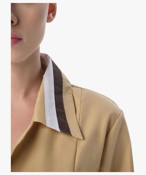 Халат женский с поясом Флора (тк.ТиСи), бежевый/коричневый