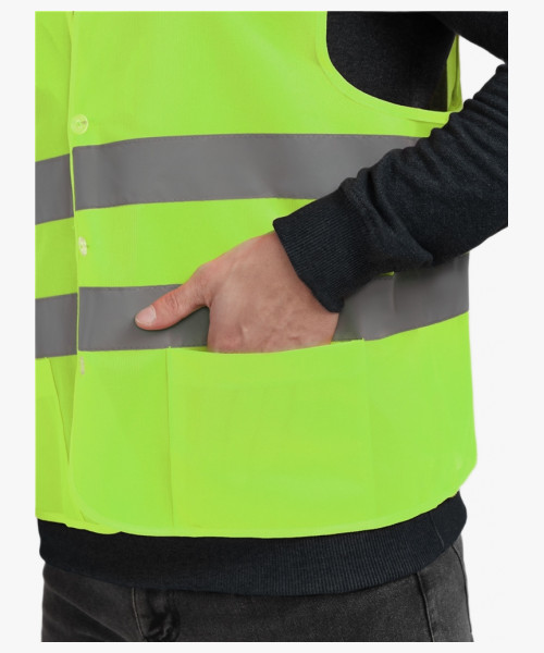 Жилет сигнальный ProfLineBase с пуговицами и карманами (тк.Полиэфир,100), желтый