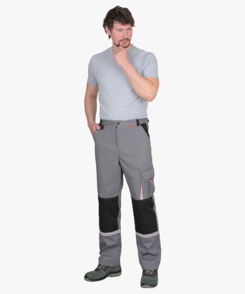 Брюки СИРИУС-СТАН ср-серые с черной и красной отделкой