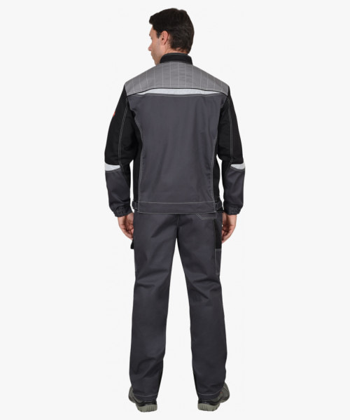 Костюм СИРИУС-ФАВОРИТ-МЕГА мужской летний, куртка и брюки, серый с черным, СОП