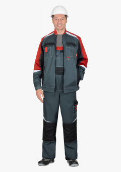 Костюм СИРИУС-ФАВОРИТ-МЕГА-РОСС куртка, п/к, темно-серый с красным, чёрным и СОП