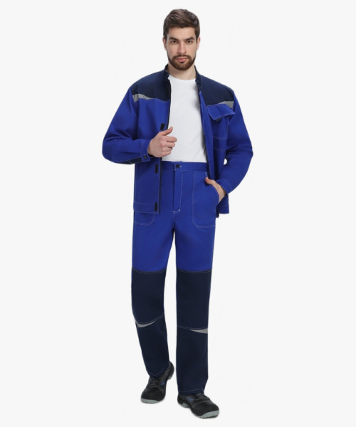 Костюм Строй-1 CH МВО (тк.Смесовая,280) брюки, васильковый/т.синий