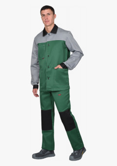 Костюм СИРИУС-АСПЕКТ куртка длин., брюки зеленый со светло-серым и черной отделкой